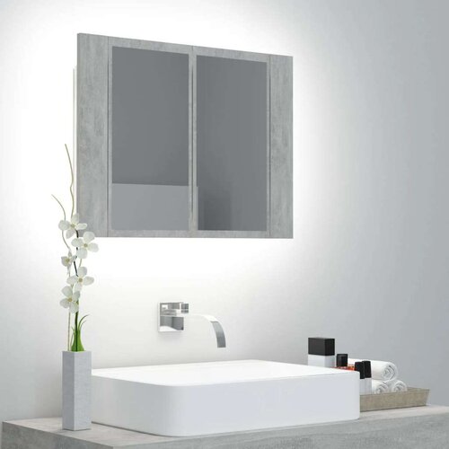 vidaXL LED kopalniška omarica z ogledalom betonsko siva 60x12x45 cm Cene
