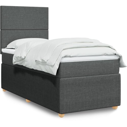 vidaXL Box spring postelja z vzmetnico temno siva 100x200 cm blago Cene