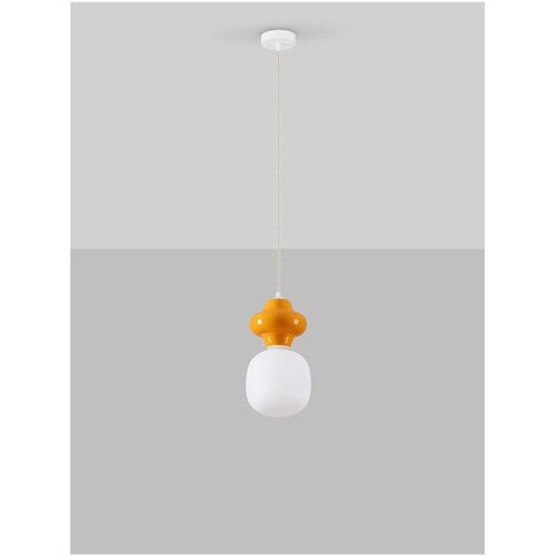 Nova Luce Bela/oranžna keramična viseča svetilka s steklenim senčilom &amp;oslash; 18 cm Clio &amp;ndash; Slike