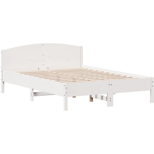 VidaXL Posteljni okvir z vzglavjem bel 140x200 cm trdna borovina, (21007128) Slike