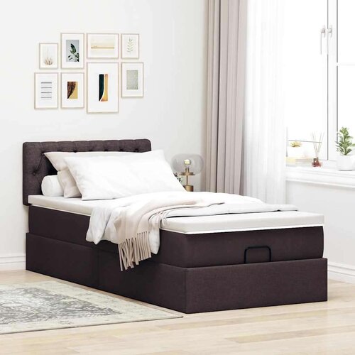 VidaXL otomanski okvir kreveta s madraca tamnosmeđi 100x200cm tkanine Slike
