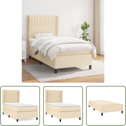 The Living Store Box spring postelja z vzmetnico krem 90x190 cm blago - Box Spring Postelja, (21737427) Cene