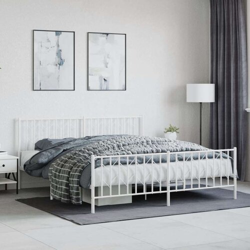Metalni okvir kreveta uzglavlje i podnožje bijeli 183x213 cm Cijene