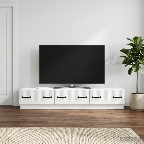 TV ormar s ladicama Bijela visokog sjaja 147 x 34,5 x 27 cm Cene