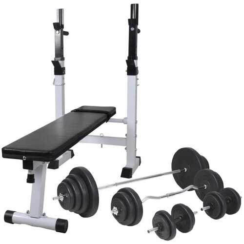 vidaXL vadbena klop s kompletom uteži in stojalom 120 kg, (20827403) Cene
