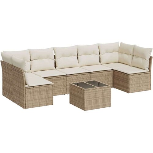 VidaXL 8-dijelni set vrtnih sofa od poliratana s jastucima bež Slike