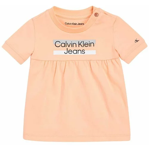 Calvin Klein Jeans Otroška obleka oranžna barva