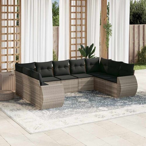  9-dijelni set vrtnih sofa od poliratana s jastucima svjetlosivi Cene
