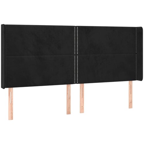 Maison Chic posteljno vzglavje - vzglavna omarica - nočna omarica z u&amp;scaron;esi črno 163x16x118/128 cm žamet, (21712725) Slike