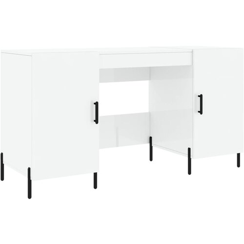 Maison Chic Pisalna miza - pisarni&amp;scaron;ka miza - Računalni&amp;scaron;ka miza visok sijaj bela 140x50x75 cm inženirski les, (21785381) Slike