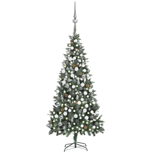  Umjetno božićno drvce LED s kuglicama i šiškama 210 cm