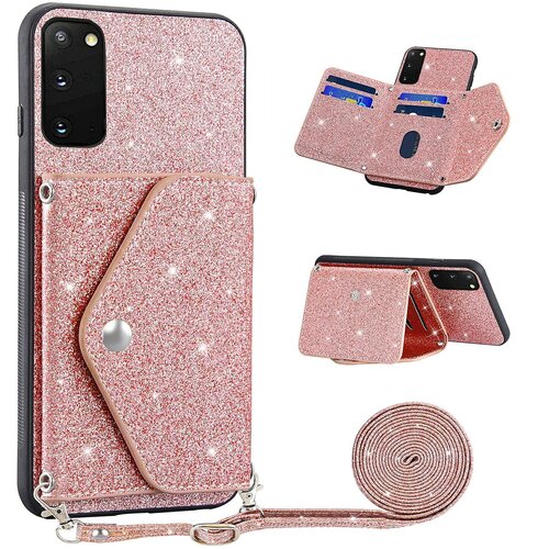 INORCO Ovitek za telefon Samsung Galaxy S20 4G/5G, trikotno držalo za kartice, stojalo, PU usnje+TPU ovitek za telefon, (22032910) Slike