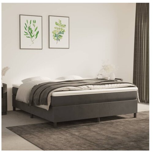  Box spring postelja z vzmetnico temno siva 180x200 cm žamet Cene