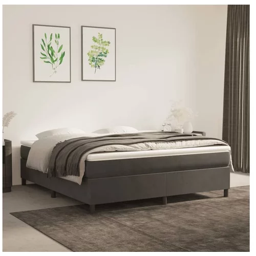  Box spring postelja z vzmetnico temno siva 180x200 cm žamet