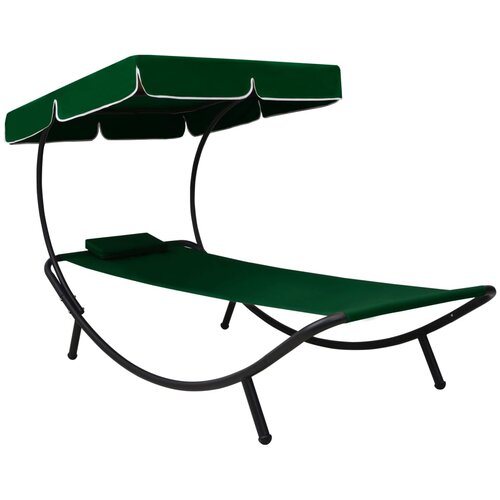 Vanjski ležaj s krovom i jastukom zeleni Cene