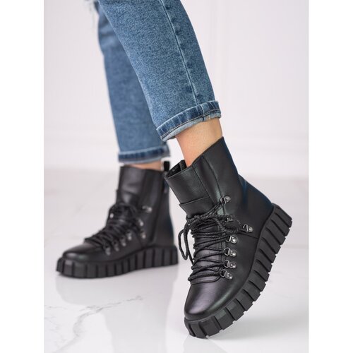 W. POTOCKI Black insulated women&amp;#039;s ankle boots on the Potocki platform Slike
