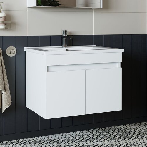 Hanah home kupatilski ormarić sa lavaboom 1044, 65 cm, mat beli Slike