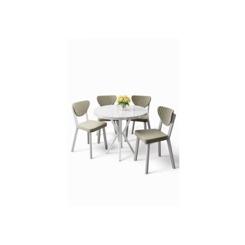 Hanah home Set trpezarijskog stola i stolica (5 delova) Agnes White Cream Cene