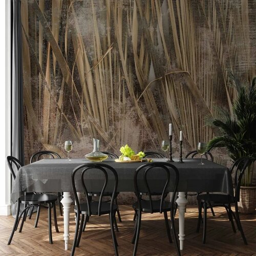  Foto tapeta - Dry leaves - landscape of tall grasses in boho style with paint patterns 450x315 Vodootporna Cene