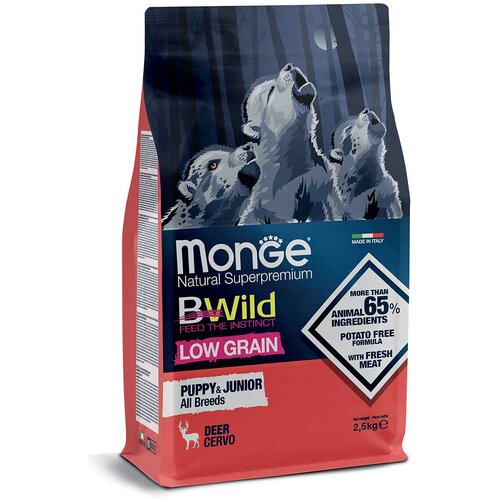 Monge suva hrana za štence i mlade pse svih rasa, jelenje meso bez žitarica bwild grain 2.5kg Slike