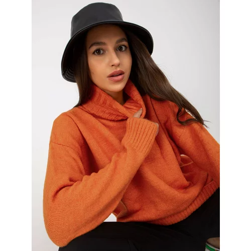 Fashion Hunters Dark orange turtleneck sweater in a loose cut RUE PARIS