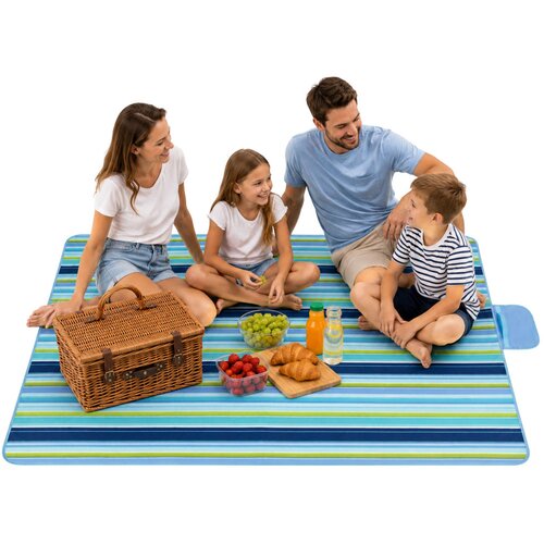 Odeja Deka za piknik ili plažu LT 150 x 200cm Flowers - plava Slike