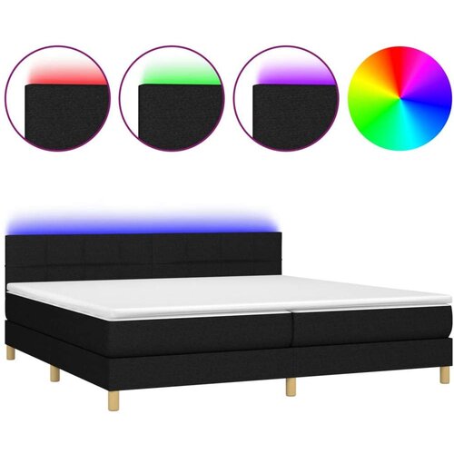  Box spring s madracem LED crni 200x200 cm od tkanine Slike