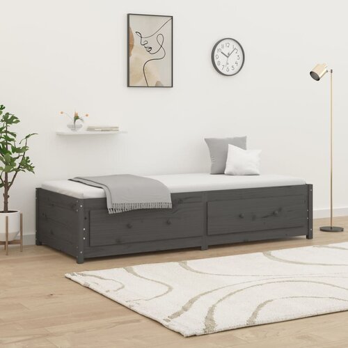 The Living Store Dnevna postelja siva 90x190 cm trdna borovina - Dnevna Postelja, (21508651) Slike