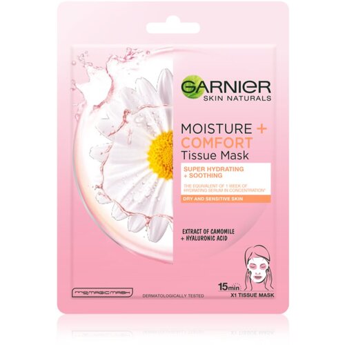 Garnier Skin Naturals Moisture+Comfort super vlažilna pomirjevalna tekstilna maska za suho in občutljivo kožo 28 g Cene