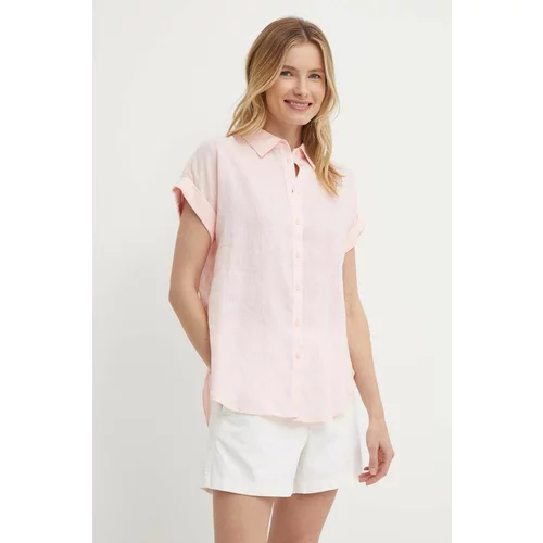 Polo Ralph Lauren Lanena košulja boja: ružičasta, relaxed, s klasičnim ovratnikom