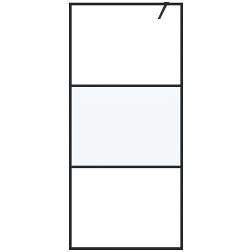 VidaXL Pregrada za tu&amp;scaron; crna 90 x 195 cm s napola mutnim staklom ESG Slike
