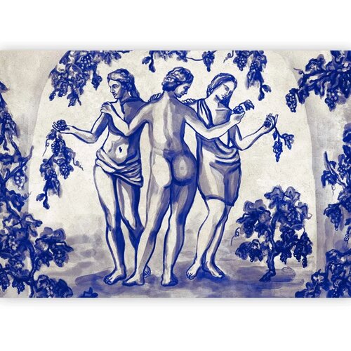  Foto tapeta - Ancient vineyard - three women in a portal painted with blue ink 150x105 Standard Slike