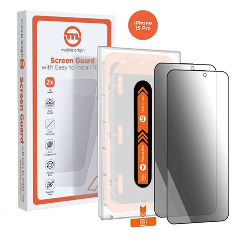 forcell PEL&Iacute;CULA PROTETORA DE VIDRO COM PRIVACIDADE MOBILE ORIGIN PARA IPHONE 15 PRO COM APLICADOR (PACOTE COM 2), (5000261065) Cene