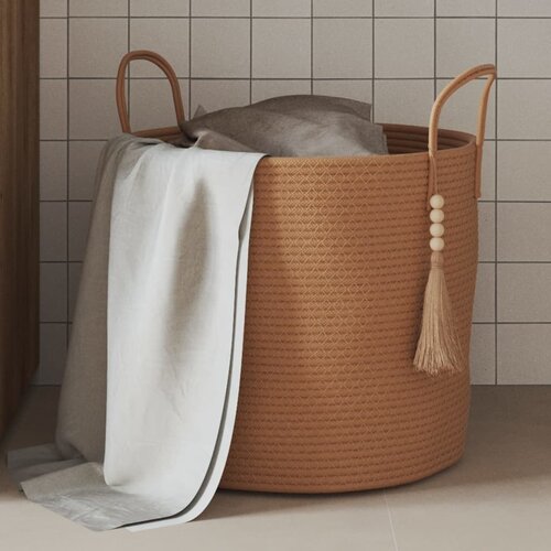  The Living Store Košara za shranjevanje rjava Ø40x35 cm bombaž - Košara Za Shranjevanje, (21486645) Cene