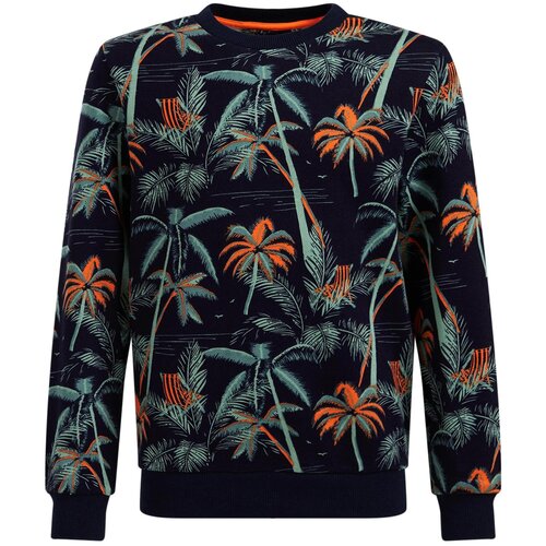 WE Fashion Majica nočno modra / temno zelena / temno oranžna Slike
