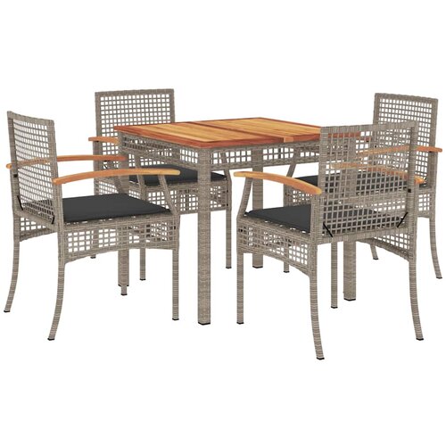  5-dijelni vrtni blagovaonski set sivi od poliratana Siva 80 cm table length Slike