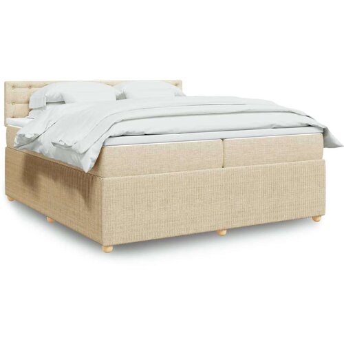  Krevet s oprugama i madracem krem 200 x 200 cm od tkanine Cijene