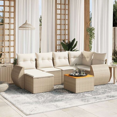 VidaXL 7-dijelni set vrtnih sofa od poliratana s jastucima bež Slike