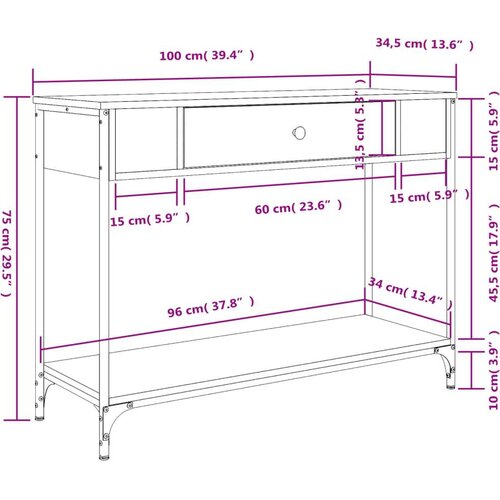  Konzolni stol boja hrasta 100 x 34 5 x 75 cm konstruirano drvo Slike