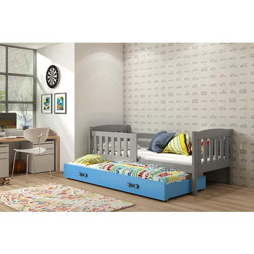 BMS Group Otroška postelja Kubus z dodatnim ležiščem - 90x200 cm - grafit/modra