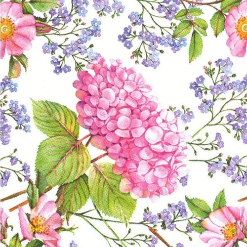  Serviete za decoupage Pink Hydrangea and Forget-Me-Not Flowers - 1 kos Cene