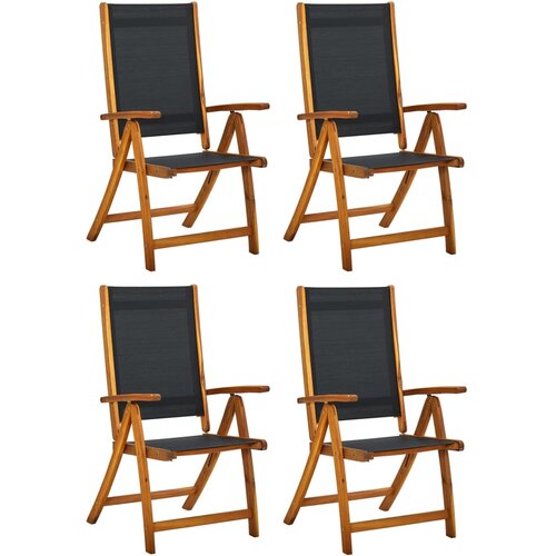 VidaXL Sklopive vrtne stolice 4 kom masivno bagremovo drvo i tekstilen Slike