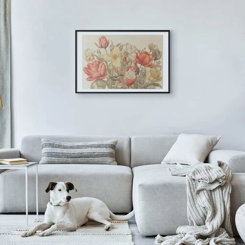  Plakat Flower Bouquet on a Cream Background 60x40 Crni okvir s margom Slike