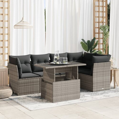 vidaXL 6-dijelni set vrtnih sofa od poliratana s jastucima sivi Cene