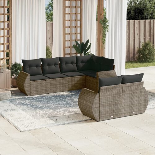 vidaXL 7-dijelni set vrtnih sofa sivi od poliratana Cijene