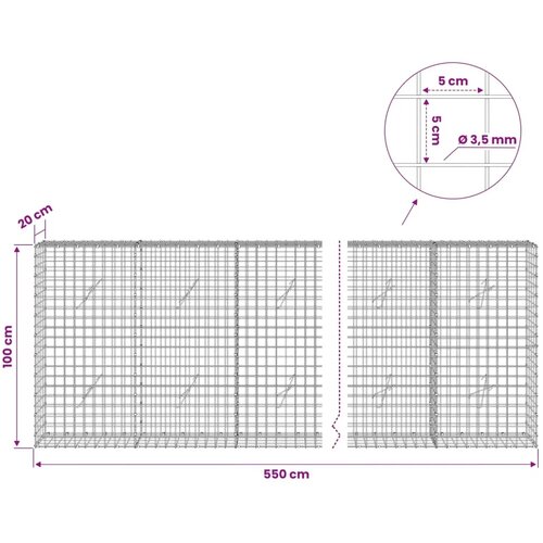 Gabion s žicom debljine 3 5 mm i mrežom 5x5 cm 550x20x100 cm - 20 cm 100 cm 550 cm Slike