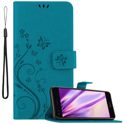 Cadorabo Huawei Y6 PRO 2017 v klasična rožnata zlata - ovitek v cvetličnem dizajnu z magnetnim zapiranjem, stoječo funkcijo in režami za kartice, (20563439) Cene