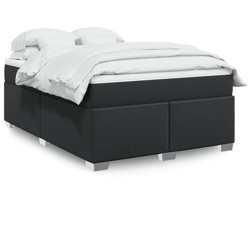 VidaXL Box spring postelja z vzmetnico črn 140x200 cm umetno usnje Slike