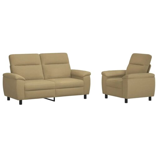  Set sofe 2 pcs Svijetlosmeđa Tkanina - Svjetlosmeđa Jednostruka + Dvostruka (140 cm) Slike