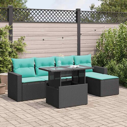  6-dijelni set vrtnih sofa s jastucima crni od poliratana bagrem Cene